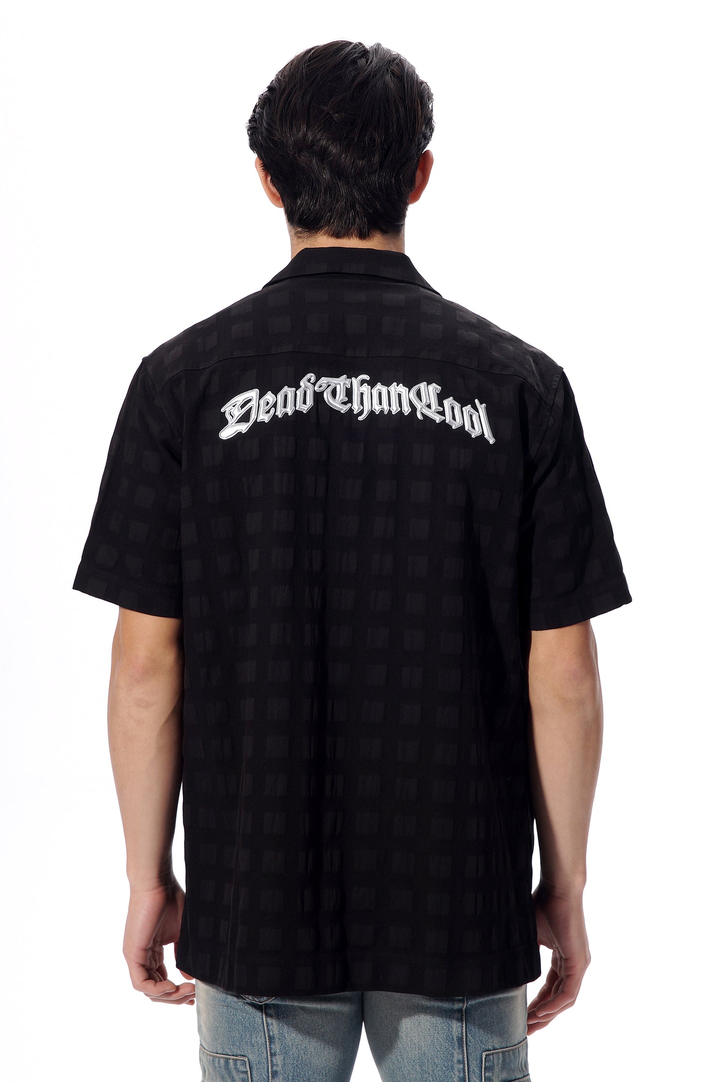 Black Checker Puff Print Logo Shirt