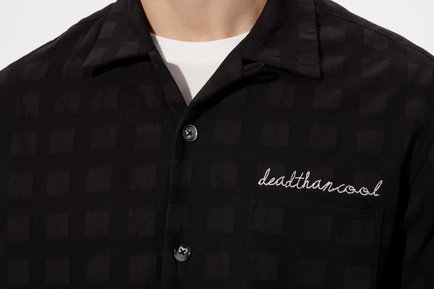 Black Checker Puff Print Logo Shirt