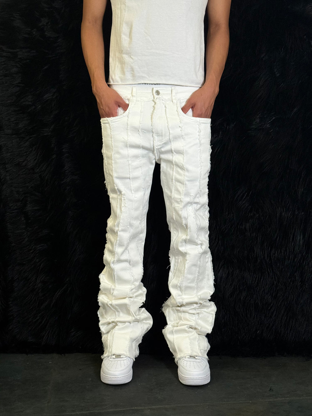 White Fray Bootcut