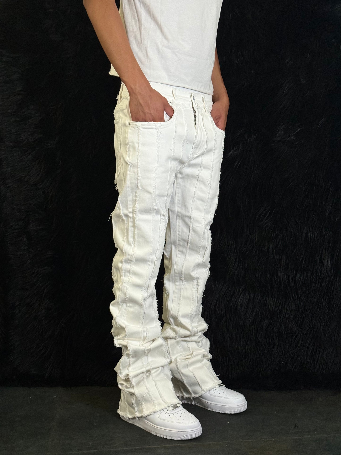 White Fray Bootcut