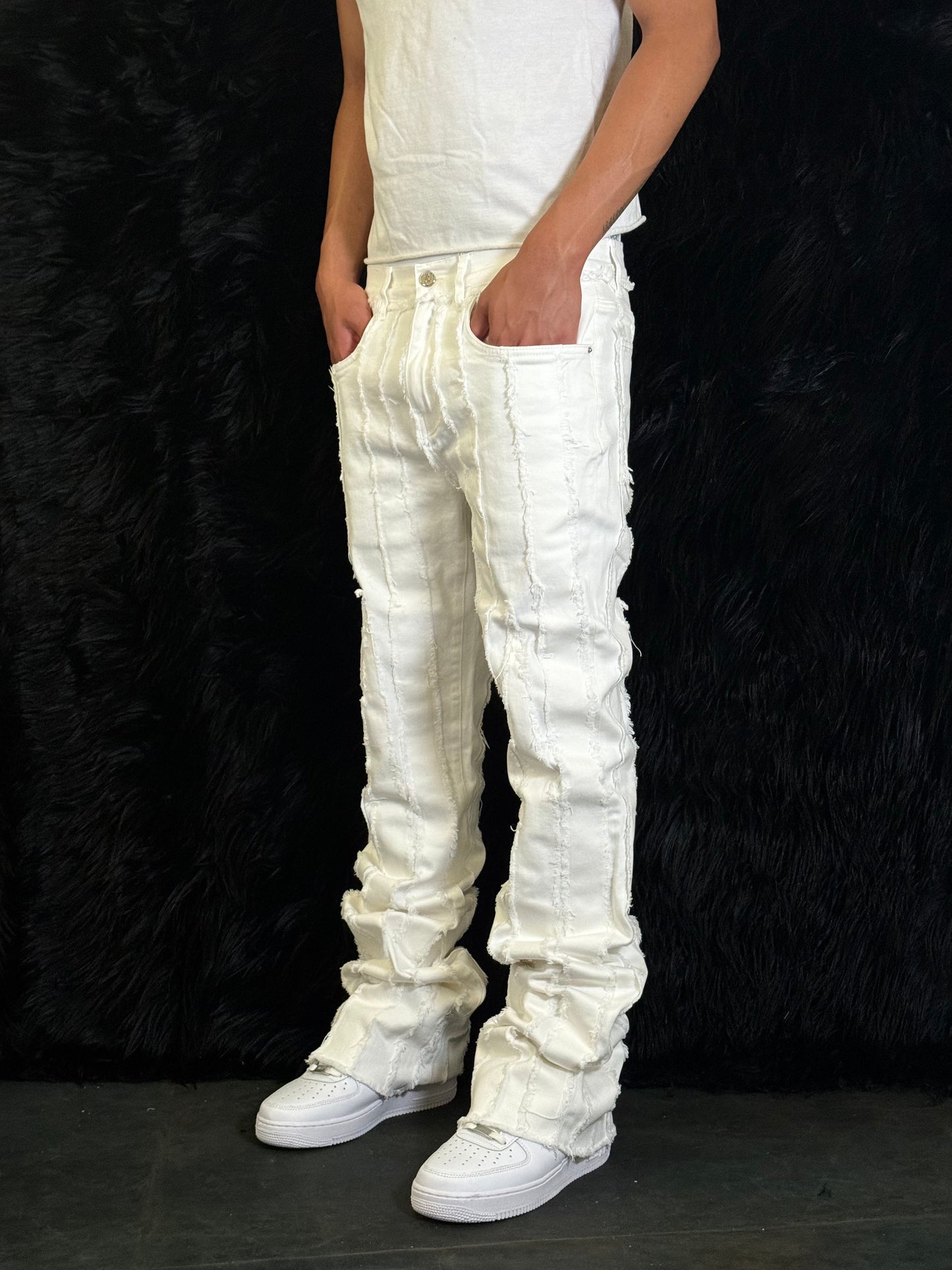 White Fray Bootcut