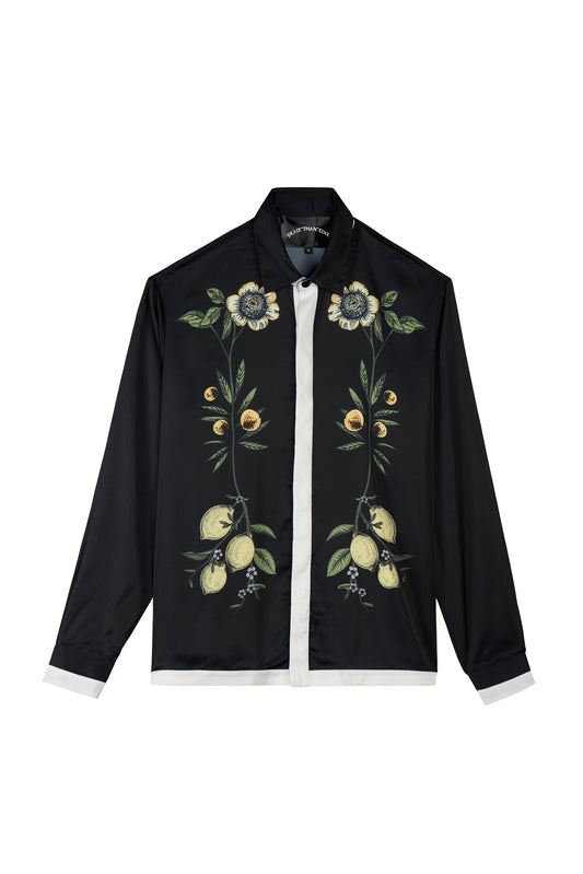 Botanical Black Satin Shirt