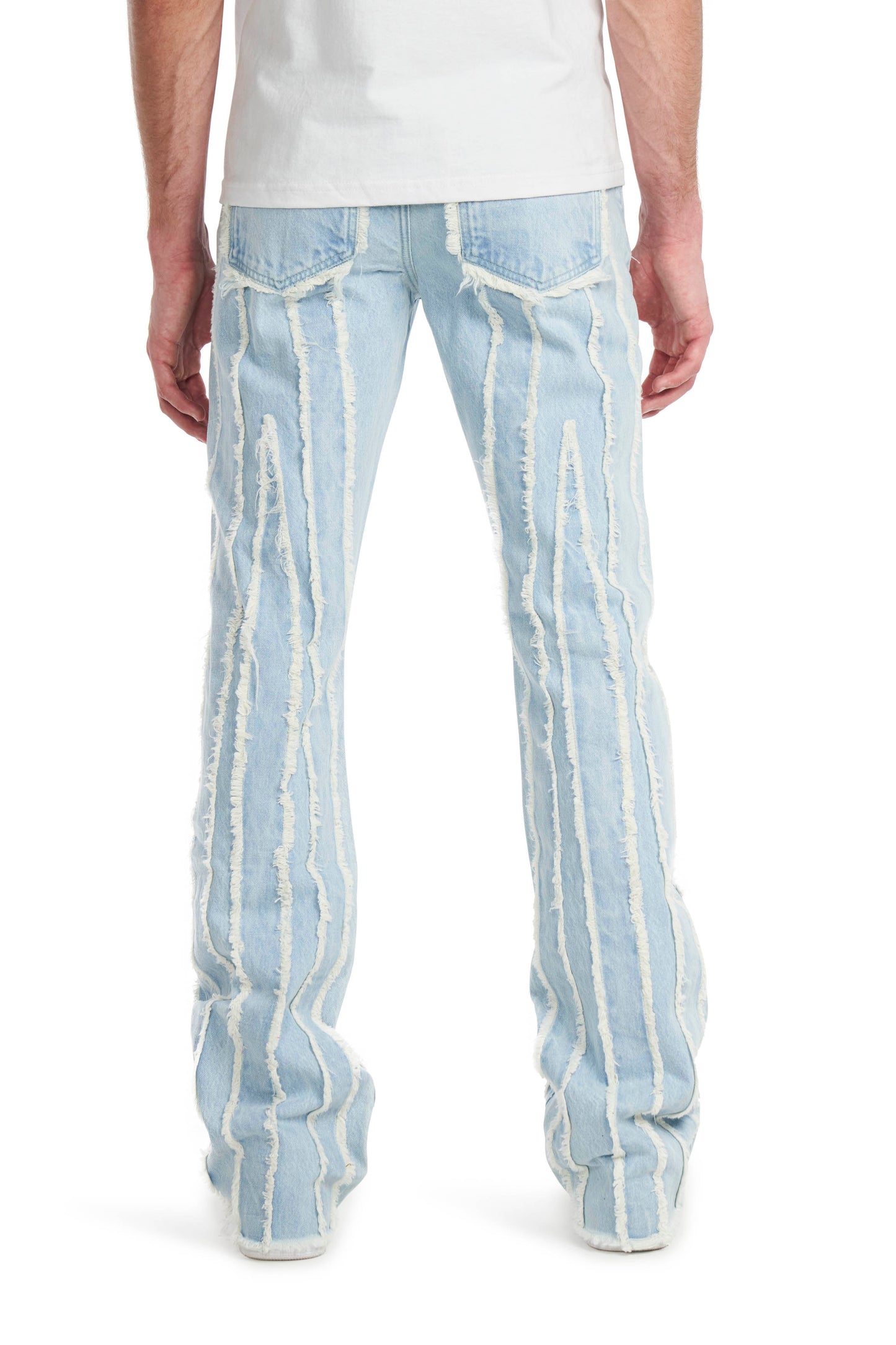 Distressed Stripe Stack Jeans