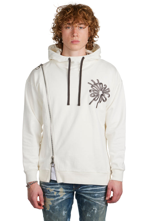 White Zipper Hoodie