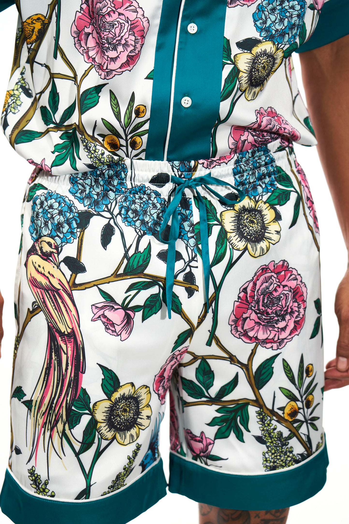 White Floral Pajamas Short
