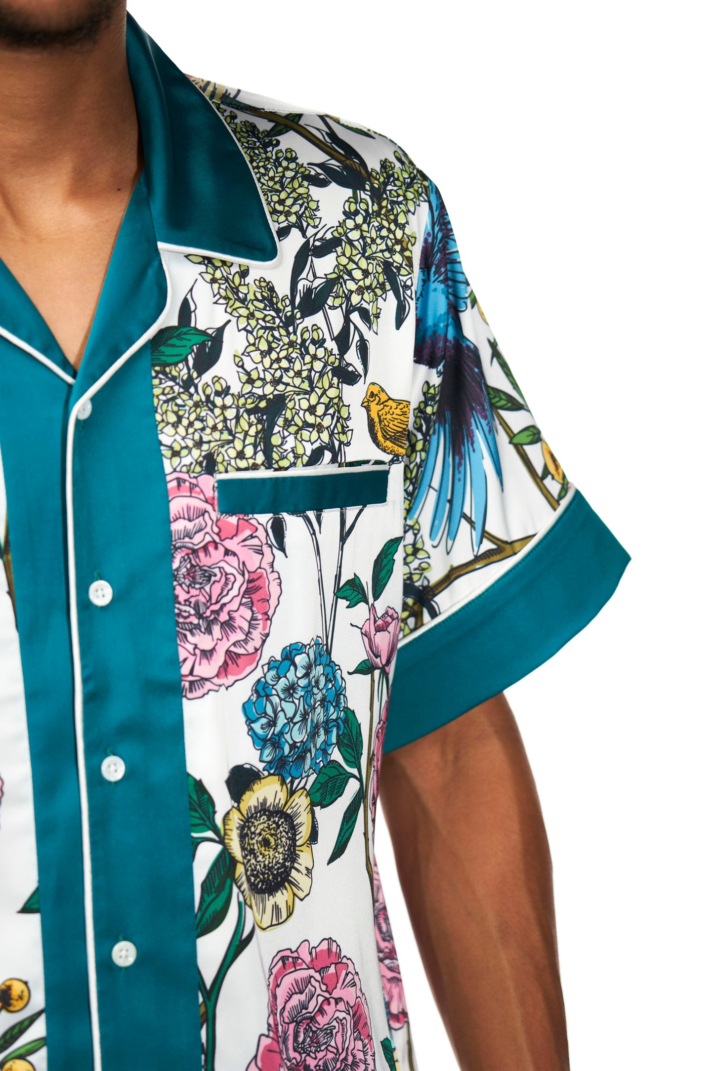 White Floral Satin Shirt