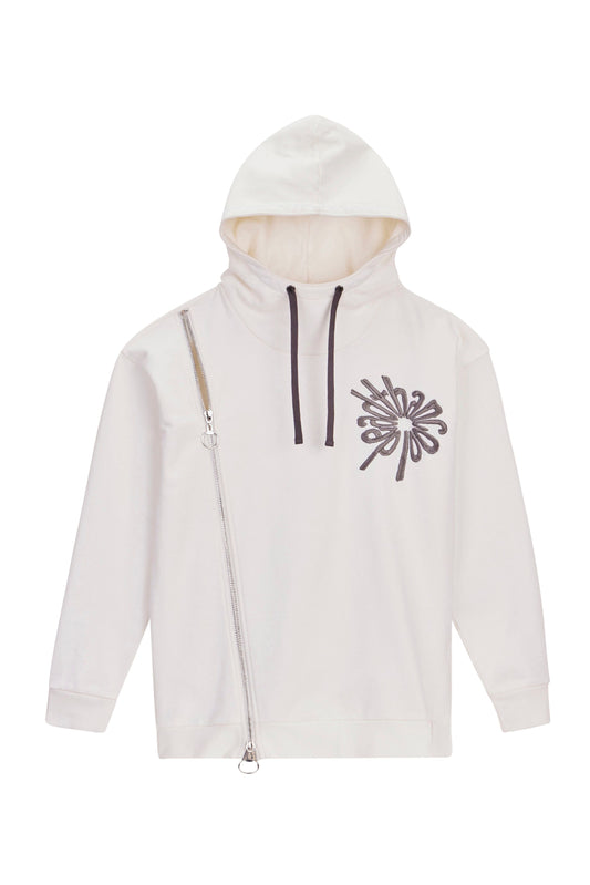 White Zipper Hoodie