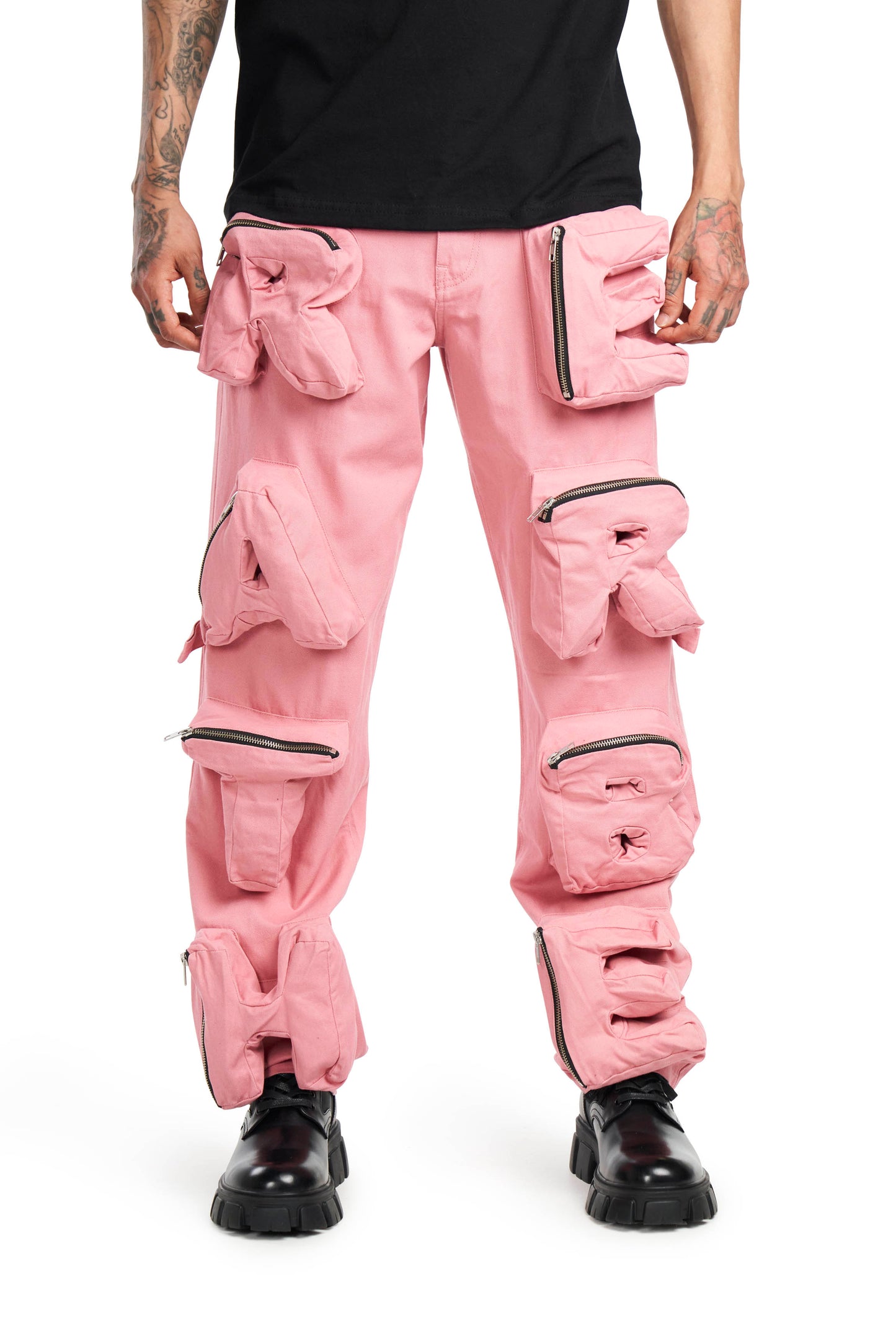 Pink 3D Pocket Cargo Pants