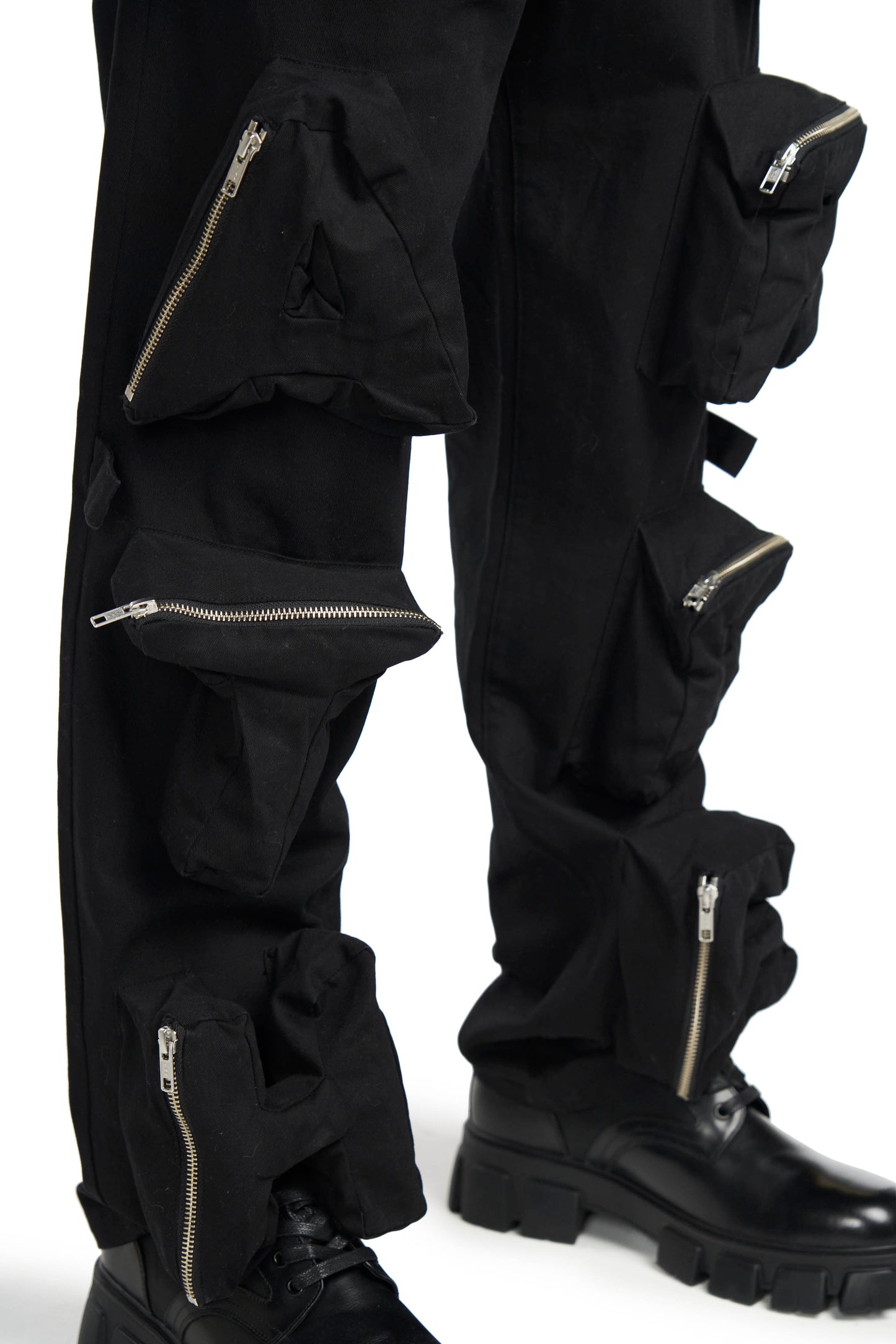 Black 3D Pocket Cargo Pants