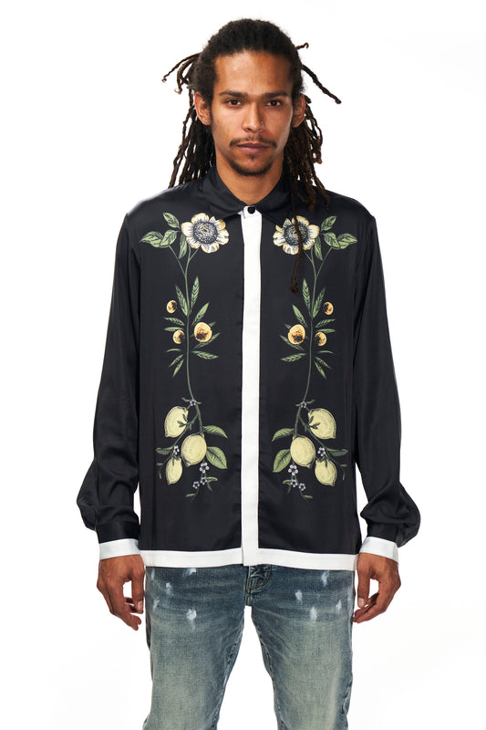 Botanical Black Satin Shirt