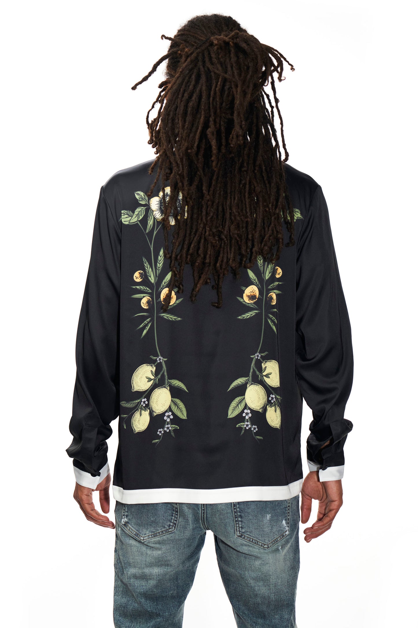 Botanical Black Satin Shirt