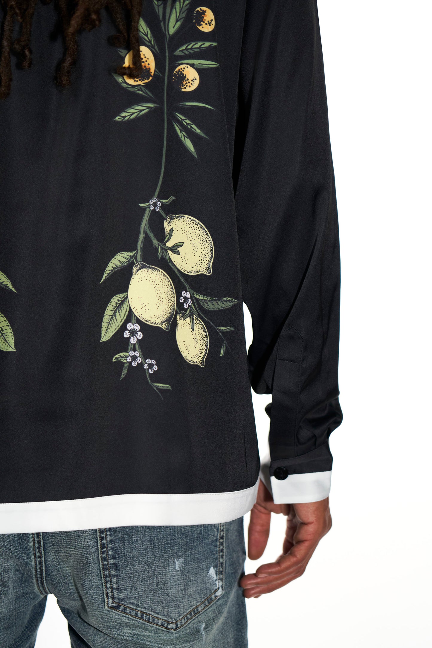 Botanical Black Satin Shirt