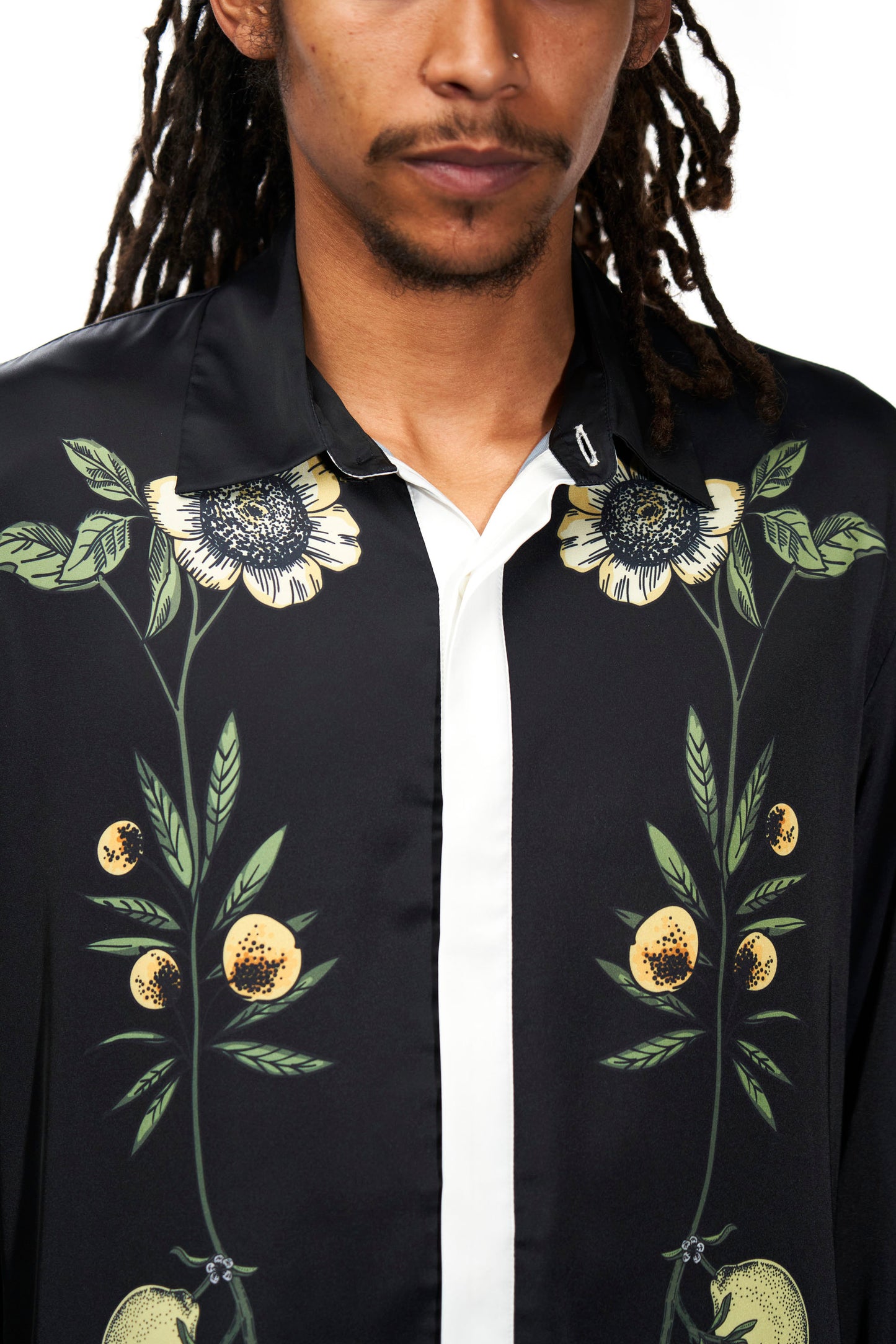 Botanical Black Satin Shirt